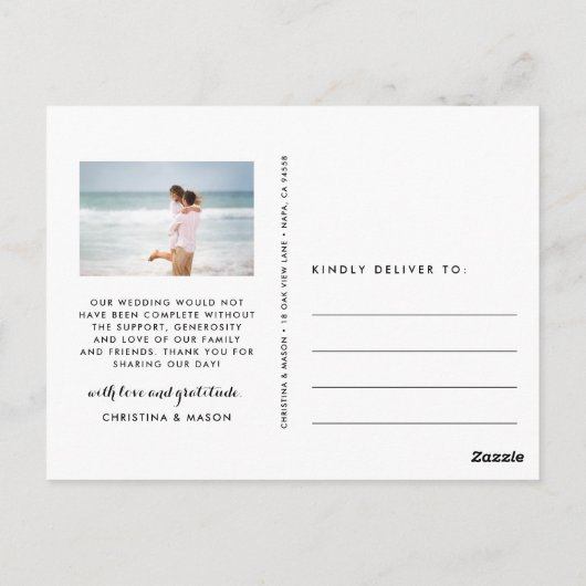 Liebe und Dank | Hochzeitsszenario Foto Vielen Dan Postkarte (Rückseite)