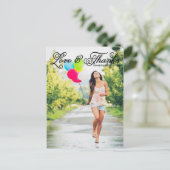 Liebe und Dank Hübschen Script Foto Abschluss Postkarte (Stehend Vorderseite)