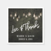 Liebe und Dank Industriesteine mit Edison Lights Serviette (Vorderseite)