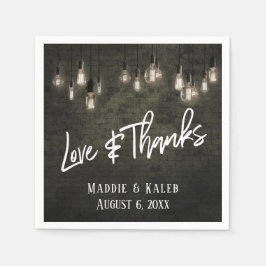 Liebe und Dank Industriesteine mit Edison Lights Serviette