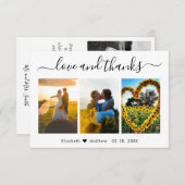 Liebe und dank Kalligrafie Hochzeitfoto Collage Dankeskarte (Vorne/Hinten)