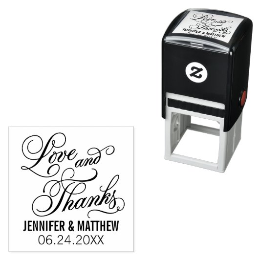 Liebe und dank Kalligrafie Script Hochzeit Permastempel (Beispiel)