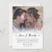 Liebe und Dank Kalligraphie Skript Foto Hochzeit Dankeskarte (Vorderseite)