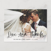 Liebe und Dank | Lässiges Foto Hochzeit Danke Postkarte (Vorderseite)
