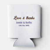 Liebe und dank lila orangefarbener Ehedatum Dosenkühler (Rückseite)