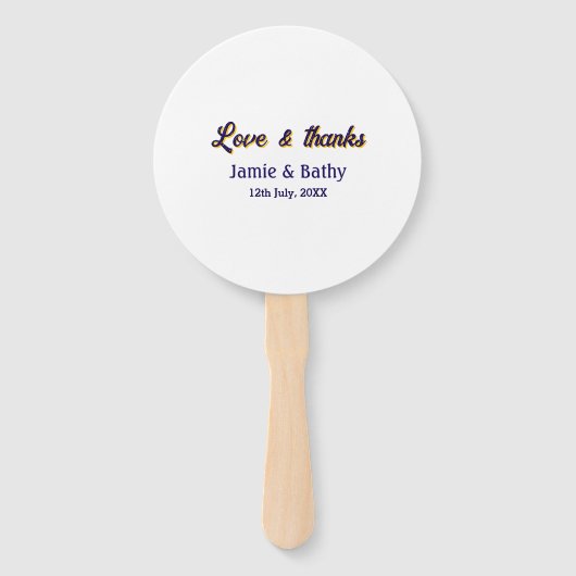 Liebe und dank lila orangefarbener Ehedatum Fächer (Vorderseite)