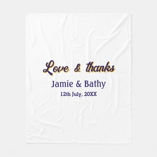 Liebe und dank lila orangefarbener Ehedatum Fleecedecke (Vorderseite)