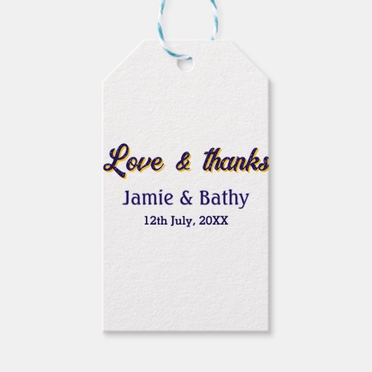 Liebe und dank lila orangefarbener Ehedatum Geschenkanhänger (Vorderseite)