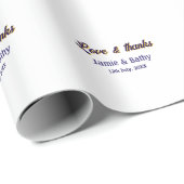 Liebe und dank lila orangefarbener Ehedatum Geschenkpapier (Rolleneckpunkt)