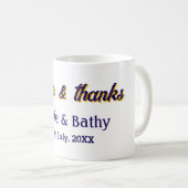 Liebe und dank lila orangefarbener Ehedatum Kaffeetasse (VorderseiteRechts)