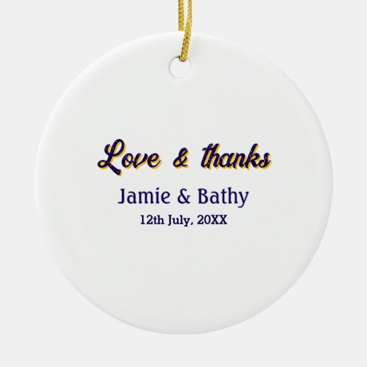 Liebe und dank lila orangefarbener Ehedatum Keramik Ornament (Vorne)