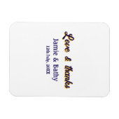 Liebe und dank lila orangefarbener Ehedatum Magnet (Horizontal)