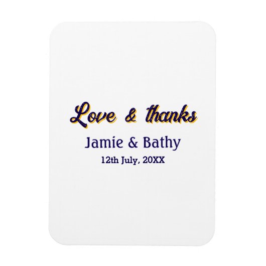 Liebe und dank lila orangefarbener Ehedatum Magnet (Vertikal)