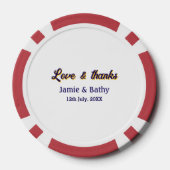 Liebe und dank lila orangefarbener Ehedatum Pokerchips (Rückseite)