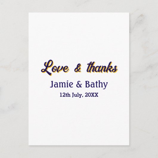 Liebe und dank lila orangefarbener Ehedatum Postkarte (Vorderseite)