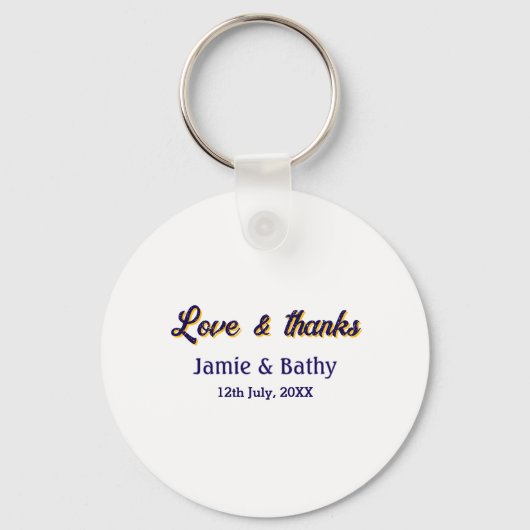 Liebe und dank lila orangefarbener Ehedatum Schlüsselanhänger (Vorderseite)
