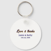 Liebe und dank lila orangefarbener Ehedatum Schlüsselanhänger (Rückseite)