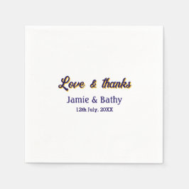 Liebe und dank lila orangefarbener Ehedatum Serviette