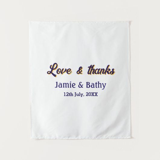 Liebe und dank lila orangefarbener Ehedatum Wandteppich (Vorderseite)