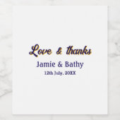 Liebe und dank lila orangefarbener Ehedatum Weinetikett (Einzelnes Label)