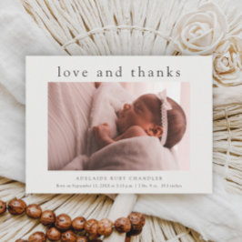 Liebe und Dank Minimal Foto Baby Dankeskarte