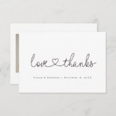 Liebe und dank minimalem Skriptherz Foto klein Dankeskarte (Vorne/Hinten)