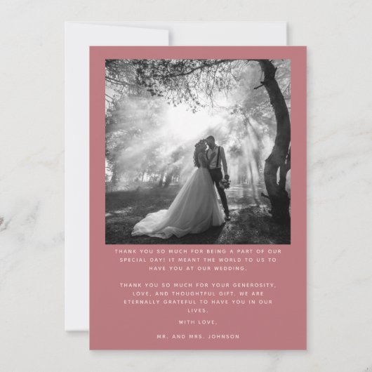 Liebe und Dank Minimalistischer Hochzeitsstimmung Dankeskarte (Rückseite)