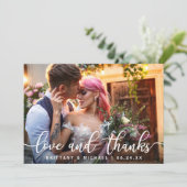 Liebe und Dank | Moderne Hochzeit Danke Foto (Stehend Vorderseite)