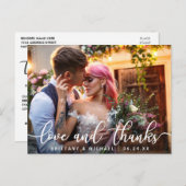 Liebe und Dank | Moderne Hochzeit Danke Foto Postkarte (Vorne/Hinten)