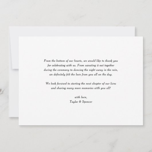 Liebe und Dank | Moderne Typografie-Foto Hochzeit Dankeskarte (Rückseite)