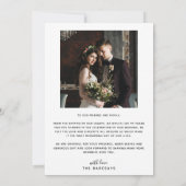 Liebe und dank modernem Foto für Hochzeitsskripte Dankeskarte (Rückseite)