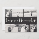 Liebe und dank modernem Script 6 Foto Hochzeit Dankeskarte (Vorderseite)