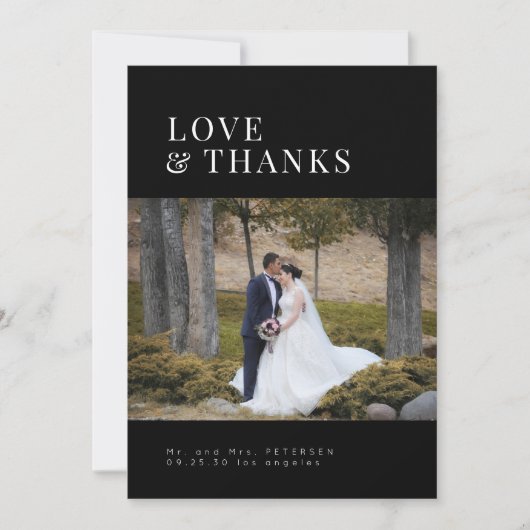 Liebe und dank moderner, minimalistischer Hochzeit Dankeskarte (Vorderseite)