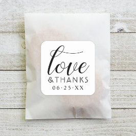 Liebe und Dank moderner Schwarz-weißer Script-Hoch Quadratischer Aufkleber