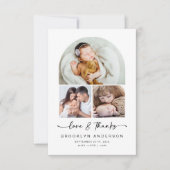 Liebe und Dank | Modernes Arch 3 Fotos Baby Dankeskarte (Vorderseite)