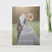 Liebe und dank modernes Drehbuch 2 Fotos Hochzeit Dankeskarte (Vorderseite)