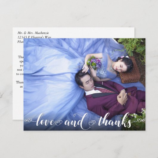 Liebe und Dank | Modernes Herz Foto Vielen Dank Postkarte (Vorne/Hinten)