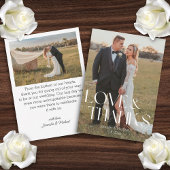 Liebe und dank modernes Skript Hochzeit 2 Fotos Mitteilungskarte