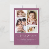 Liebe und Dank | Modernes Vier-Foto-neues Baby Dankeskarte (Vorderseite)