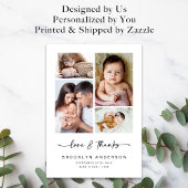 Liebe und Dank | Modernes Vier-Foto-neues Baby Dankeskarte