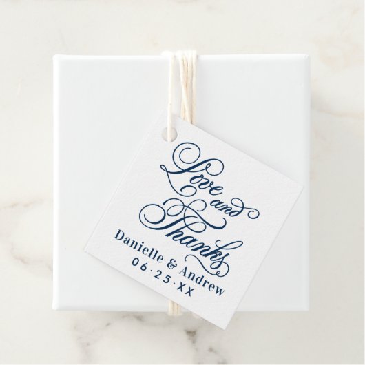Liebe und dank Navy Calligraphy Wedgram Geschenkanhänger (Beispiel)