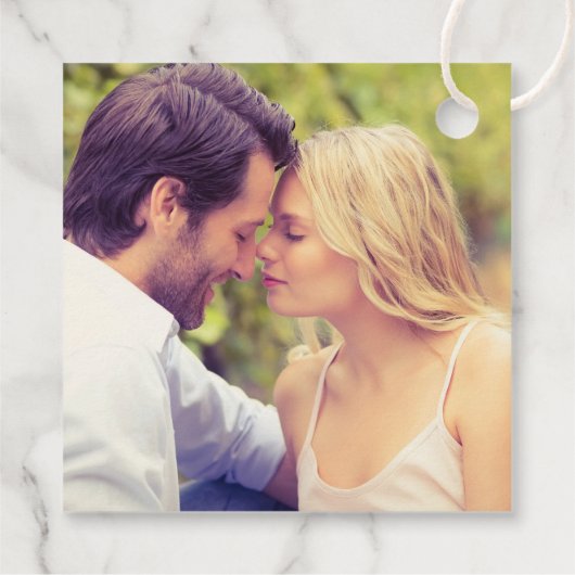 Liebe und dank Navy Calligraphy Wedgram Geschenkanhänger (Rückseite)