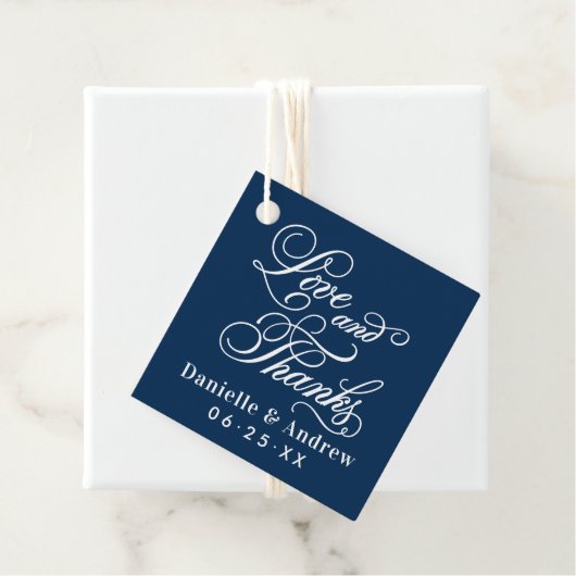 Liebe und dank Navy Calligraphy Wedgram Geschenkanhänger (Beispiel)