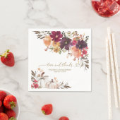 Liebe und Dank Pumpkin Burgundy Floral Wedding Serviette (Beispiel)