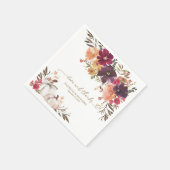 Liebe und Dank Pumpkin Burgundy Floral Wedding Serviette (Ecke)
