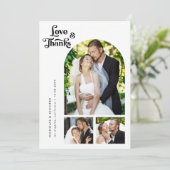 Liebe und Dank Retro Foto Hochzeit Dankeskarte (Stehend Vorderseite)