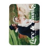 Liebe und Dank Retro Script Foto Hochzeit Magnet (Vertikal)