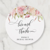 Liebe und Dank, Rosa und Rose Gold Floral Geschenkanhänger (Vorderseite)