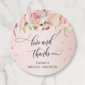 Liebe und Dank, Rosa und Rose Gold und Blumen Geschenkanhänger (Vorderseite)