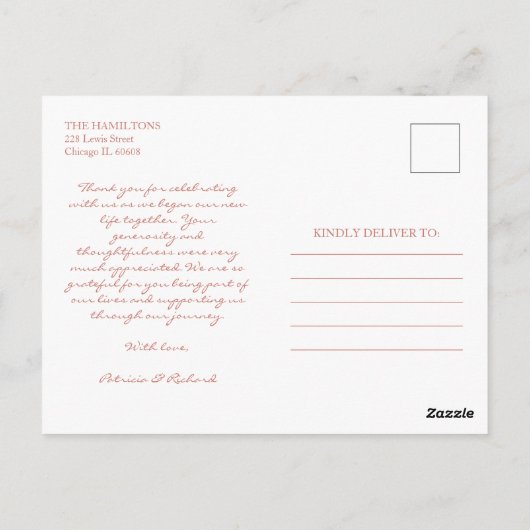 Liebe und Dank Rose Gold Hochzeit Danke Foto Postkarte (Rückseite)